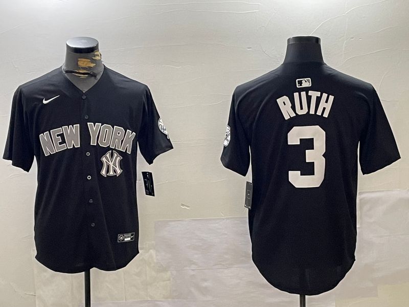 Men New York Yankees #3 Ruth Black Game 2024 Nike MLB Jersey style 12022